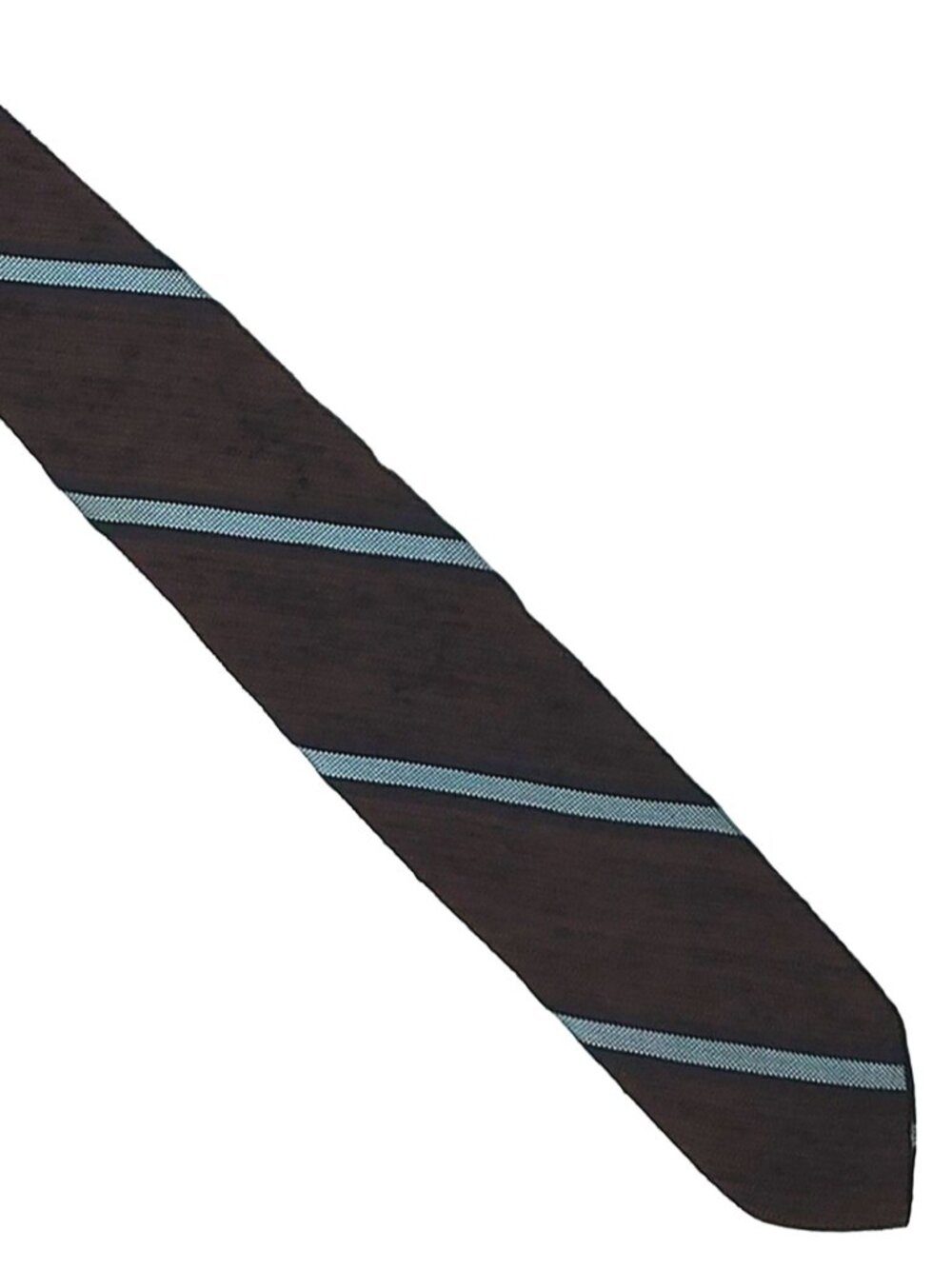 Vintage Interwoven Brown Black Blue Striped Slub Silk Skinny Tie Necktie 2 x 56
